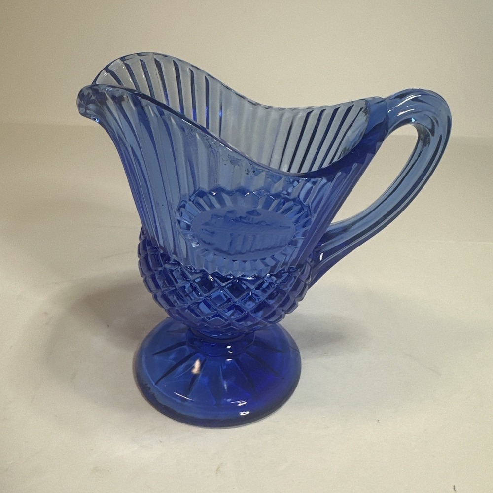 Vintage 1977 Avon Design Fostoria Cobalt Blue Mount Vernon Mini Pitcher